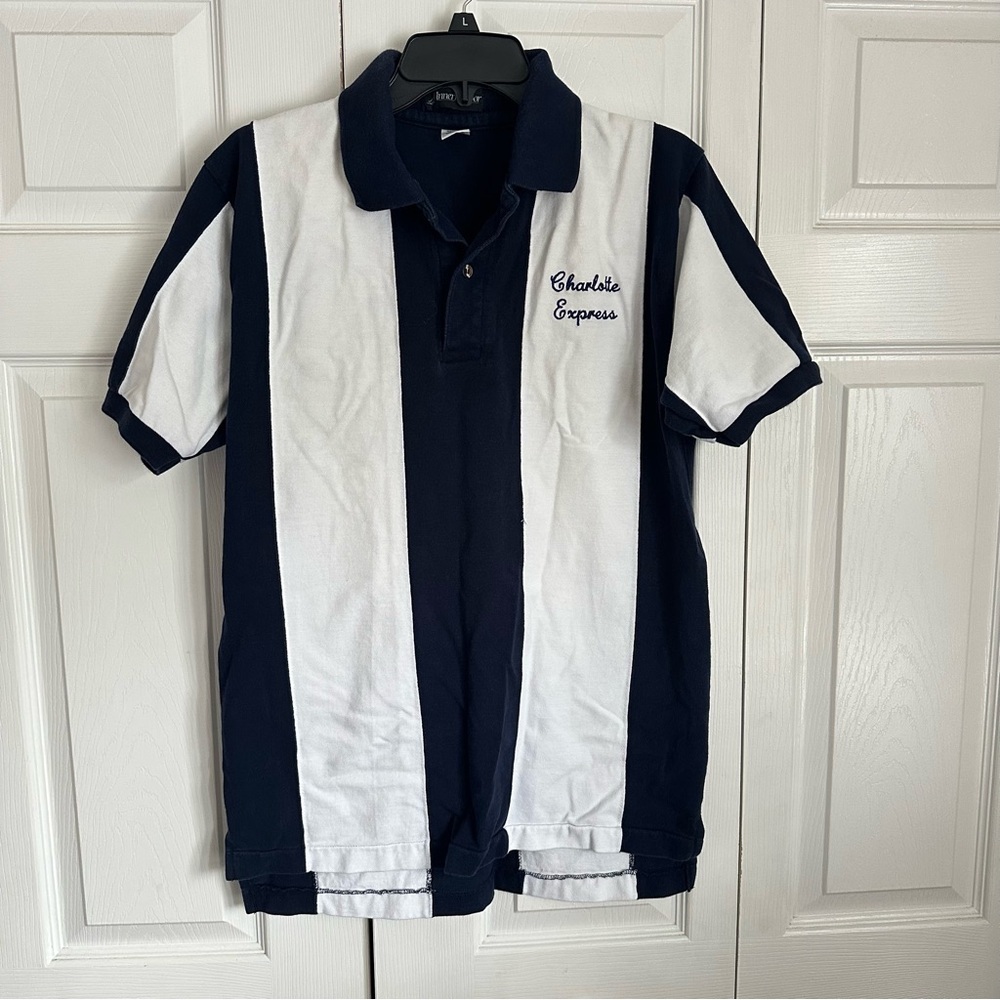 Inner Harbor Polo Shirt Mens M Blue White Striped Charlotte Express Cotton Rugby